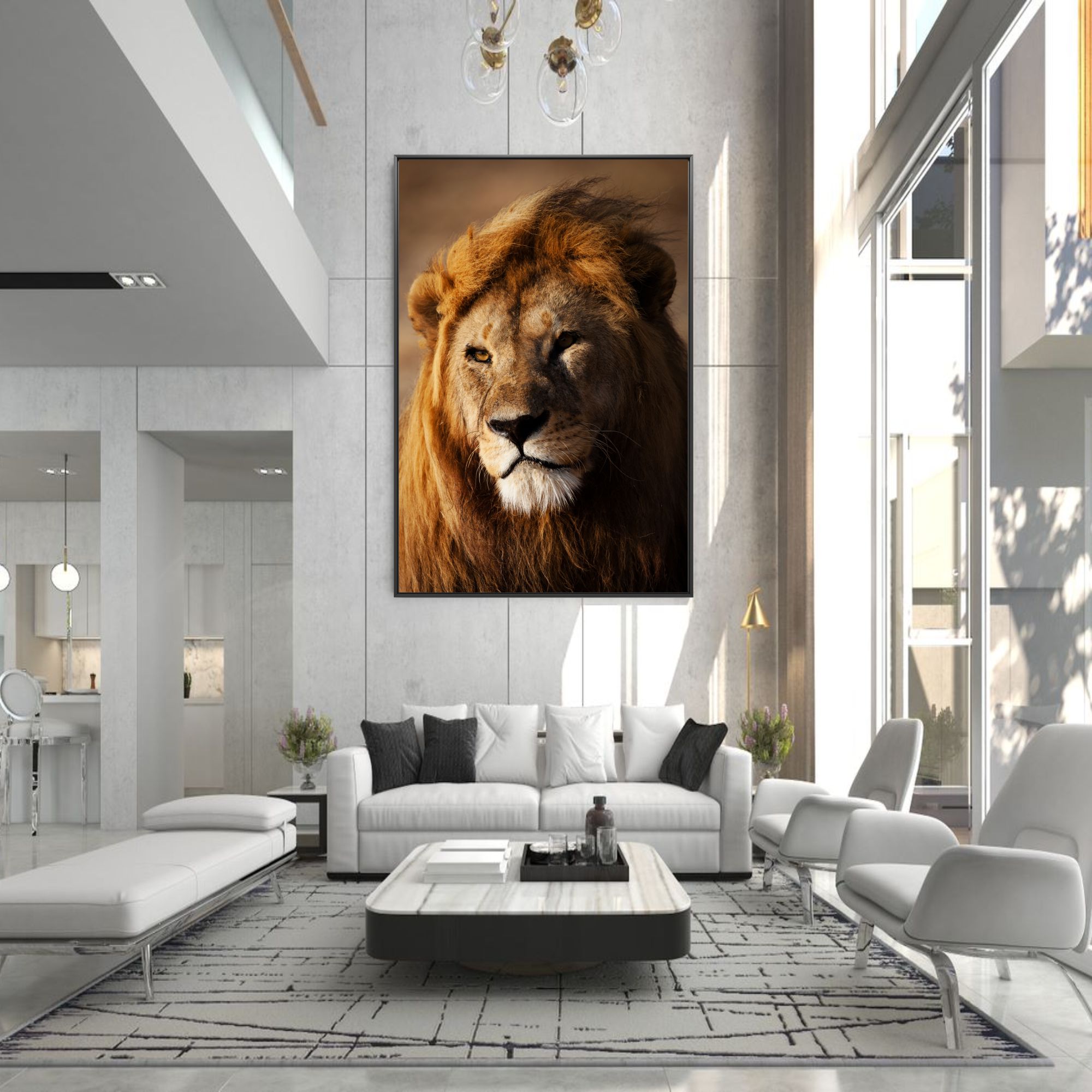Quadro decorativo 1 tela Animais Leão natureza