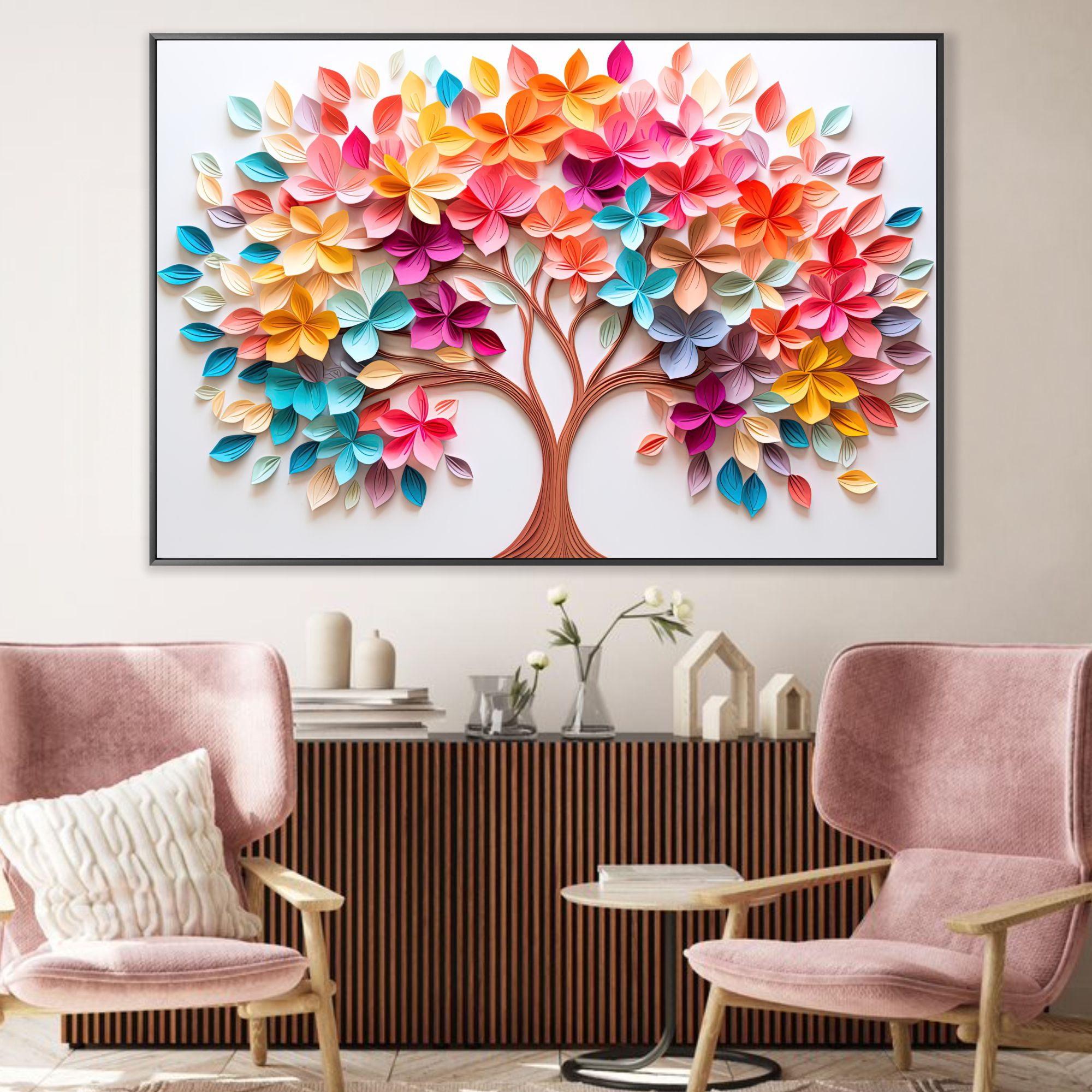 Quadro  Árvore Abstrata Colorida Impressionista -