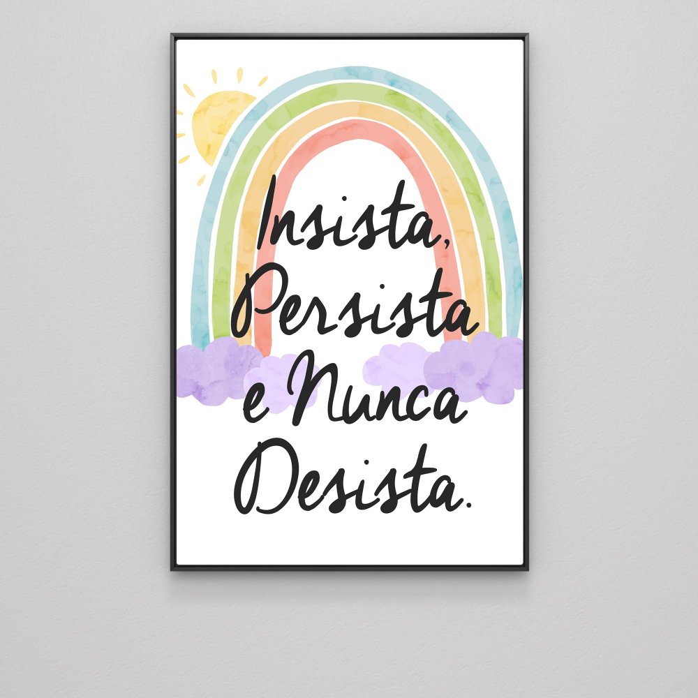 Quadro Decorativo Nunca Desista 30x40cm Preto