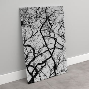 Quadro Decorativo em canvas  Árvore Preto e Branco