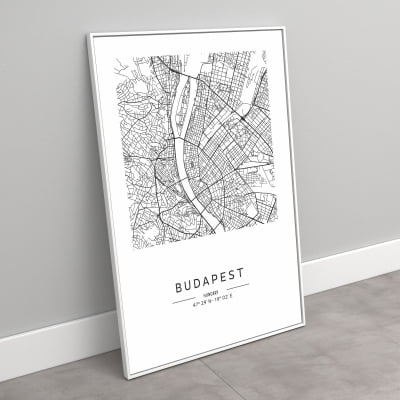 Quadro Decorativo Mapa Minimalista BUDAPEST