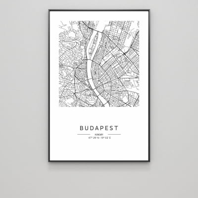 Quadro Decorativo Mapa Minimalista BUDAPEST