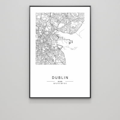 Quadro Decorativo Mapa Minimalista DUBLIN