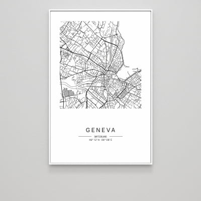 Quadro Decorativo Mapa Minimalista GENEVA
