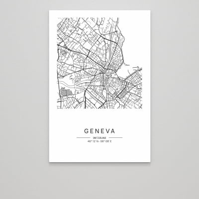 Quadro Decorativo Mapa Minimalista GENEVA