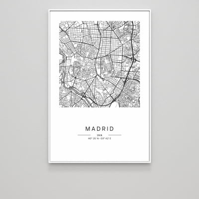 Quadro Decorativo Mapa Minimalista MADRID