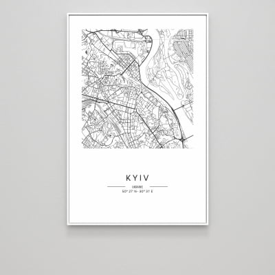 Quadro Decorativo Mapa Minimalista KYIV