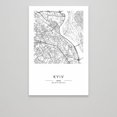 Quadro Decorativo Mapa Minimalista KYIV