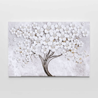 Quadro Decorativo em Canvas arte florida branca