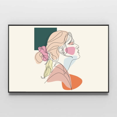 Quadro Decorativo em Canvas mulher minimalista aquarela