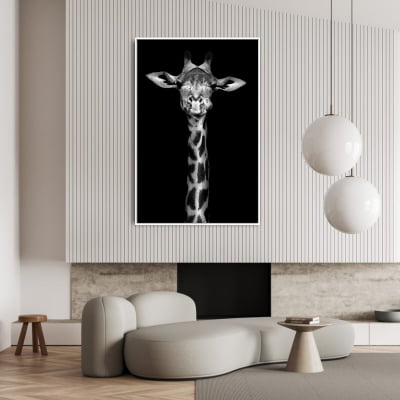 Quadro decorativo Girafa Preto e Branco