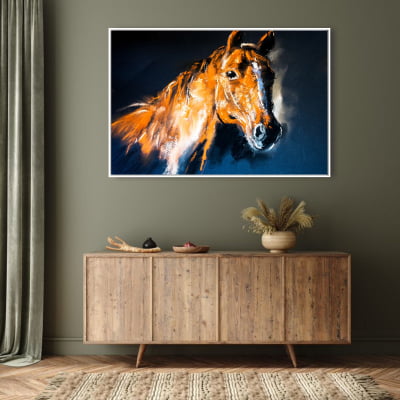 Quadro decorativo pintura abstrato Cavalo  colorido 