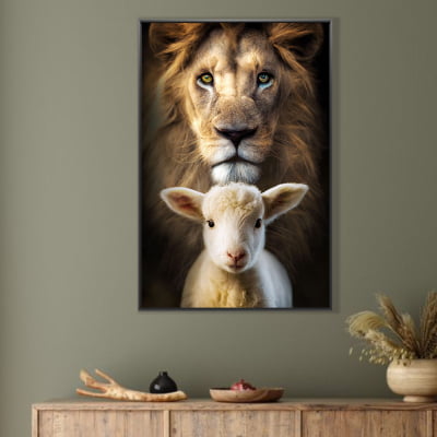 Quadro decorativo Leão e o cordeiro 