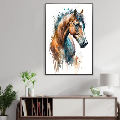Quadro decorativo  imagem Cavalo aquarela