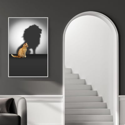Quadro decorativo -  Seja um gato mas com mentalidade de Leão