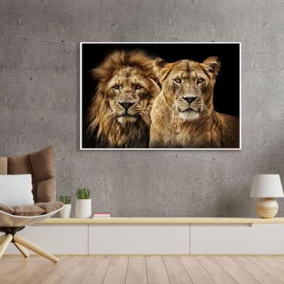 Quadro decorativo Retrato casal de Leão 