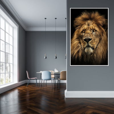 Quadro decorativo Retrato de Leão Majestoso 