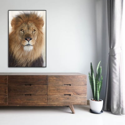 Quadro decorativo Retrato de Leão tela única 