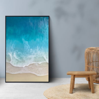 Quadro decorativo agua do mar sobre  arreia imagem panorâmica