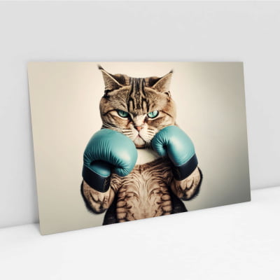 Quadro decorativo gato boxiador