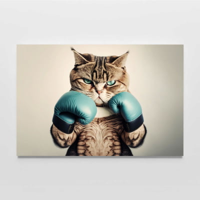 Quadro decorativo gato boxiador