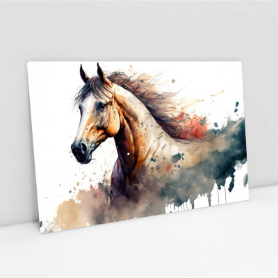 Quadro decorativo cavalo colorido aquarela abstrato 