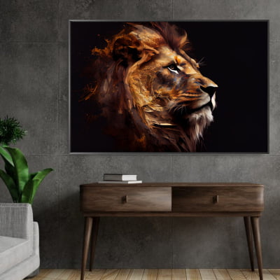 Quadro decorativo leão artístico abstrato 