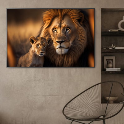 Quadro Leão e seu filho