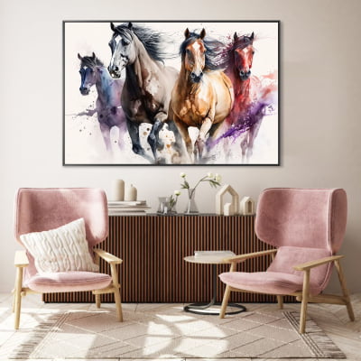 Quadro decorativo  imagem aquarela cavalos
