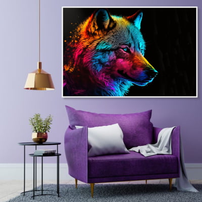 Quadro decorativo abstrato olhar de lobo 