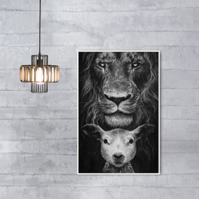 Quadro decorativo Leão e cordeiro 