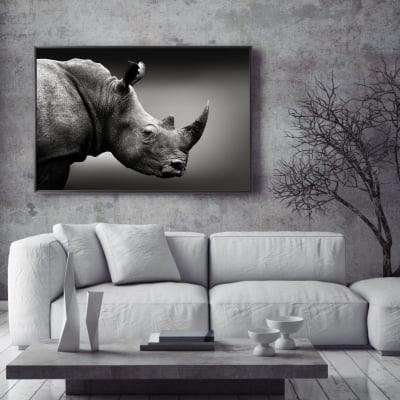 Quadro decorativo Rinoceronte preto e branco