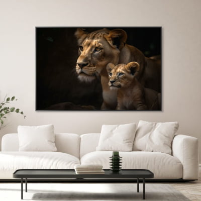 Quadro  leoa e filhote 