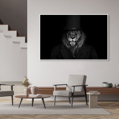 Quadro decorativo Leão  com Smoking