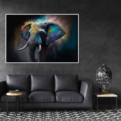 Quadro decorativo elefante colorido