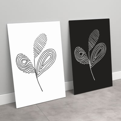 Quadros  Abstrato moderno folhagens Preto e branco