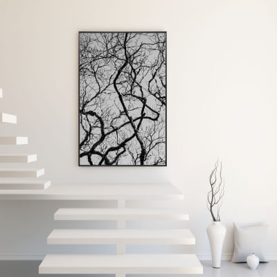 Quadro Decorativo em canvas  Árvore Preto e Branco