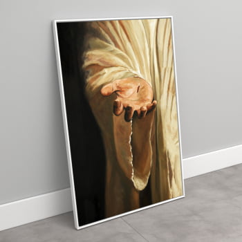 Quadro Decorativo em Canvas motivacional  mão direita  de Jesus