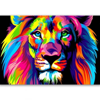 Quadro Leão Colorido