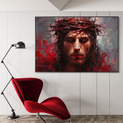 quadro decorativo Jesus com coroa de espinhos