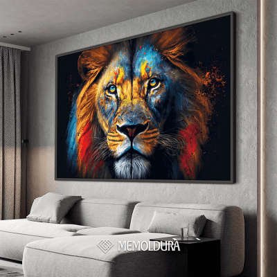 Quadro Decorativo Leão colorido 