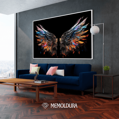 quadro asas de anjo fundo preto