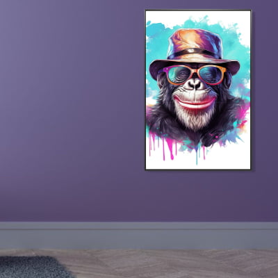 Quadro decorativo  Macaco colored monkey with glasses