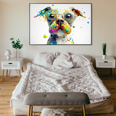 Quadro decorativo cachorro de bolinhas colorful polka dot dog