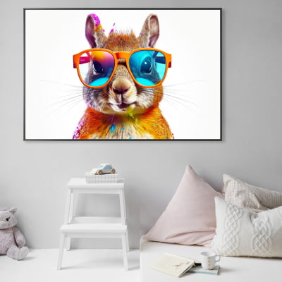 Quadro decorativo  coelho rabbit with glasses