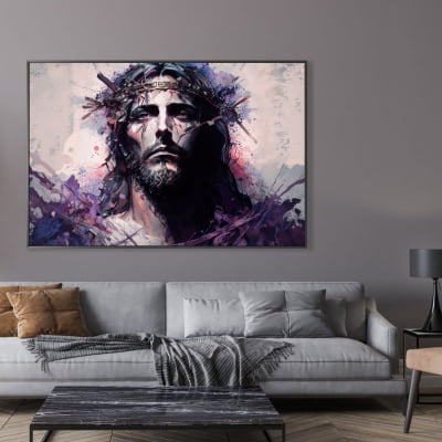 Quadro abstrato  Rei Jesus  com coroa de espinhos 