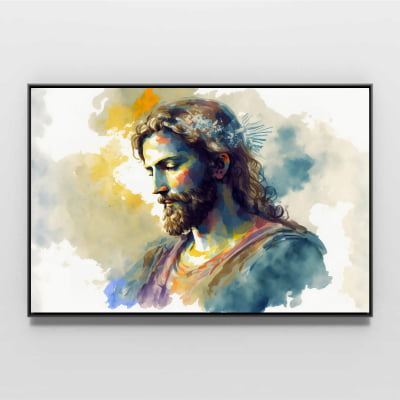 Quadro decorativo aquarela Jesus 